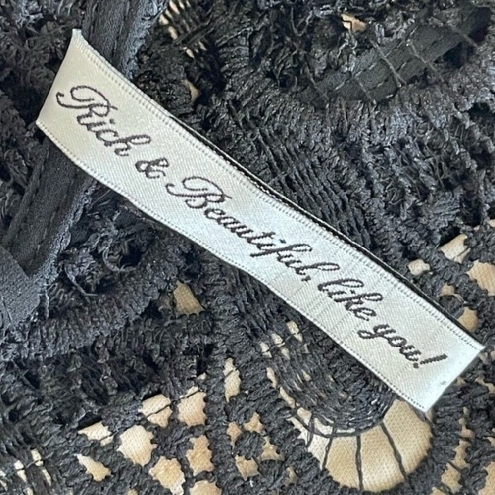 RNB Crochet Overlay Black Dress Witchy Goth Grunge Whimsigoth Party Cocktail Lrg - Picture 8 of 15